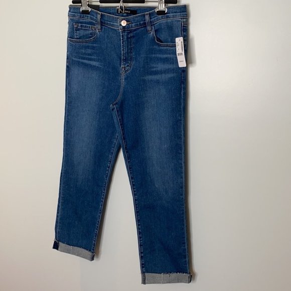 J Brand Women Ruby High-Rise Cropped Cigarette Medium Wash Denim Jeans Size 10 - Picture 3 of 12